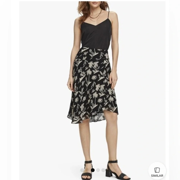 Scotch & Soda Black Tropical Print A-Line Skirt Size Small Asymmetrical P48 - Picture 2 of 8